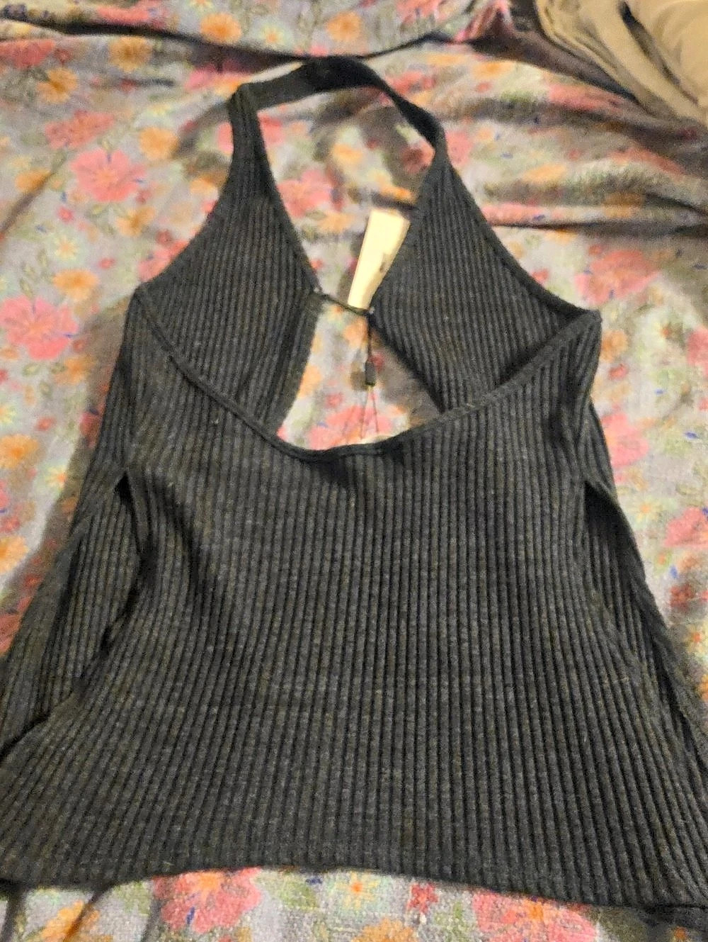 Joah Brown Ribbed Halter Tank Black Size Medium NWT